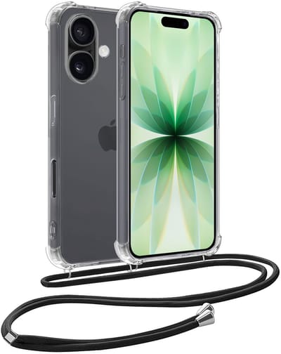 Hoesje Geschikt voor Apple iPhone 17 - Met Koord - Shock Proof - Siliconen Case - Back Cover - Telefoonkoord - Telefoon Hoes Shockproof - Telefoonketting - Transparant