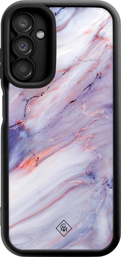 Casimoda® hoesje - Geschikt voor Samsung Galaxy A14 5G - Marmer Paars - Zwart TPU Backcover - Marmer - Paars