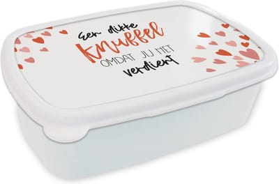 Broodtrommel Wit - Lunchbox - Brooddoos - Beterschap - Spreuken - Knuffel - 18x12x6 cm - Volwassenen