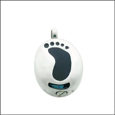 Aramat Jewels | Gedenkhangers | Stalen Ashanger Voetje Kind – Gedenksieraad Zilverkleurig Zonder Ketting | Ovaal-Zilverkleur-Zwart-3x2cm | |18mm | Staal | Volwassenen | Verkleurd niet
