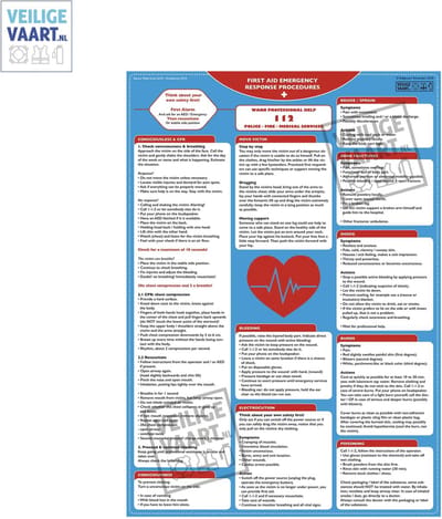EHBO / First Aid instructies | Voor scheepvaart | ENGELS | A3 formaat