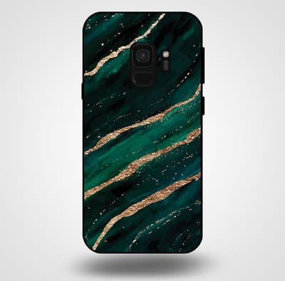 Smartphonica Telefoonhoesje voor Samsung Galaxy S9 met marmer opdruk - TPU backcover case marble design - Groen Goud geschikt voor Samsung Galaxy S9
