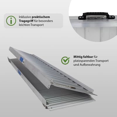 TRUTZHOLM Opvouwbare rolstoelhelling 152 cm Draagvermogen 272 kg Aluminium grijs geribbeld Oprijplaat