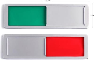 Geen tekst Vrij - Bezet Schuifbordje - Groen / Rood - Aluminium Look - 17,5 cm x 5 cm x 0,6 cm - Promessa Design