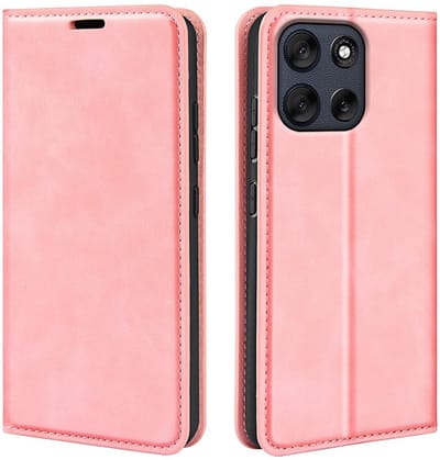MobyDefend Hoesje - Geschikt voor Motorola Moto G56 - Luxe Wallet Bookcase (Magnetische Sluiting) - Roze