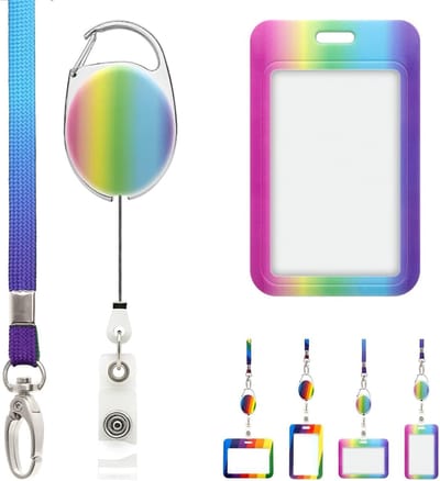 Badgehouder Set - ID Kaarthouder - Veilig Identificeren - Uitschuifbare Clip - Verticaal Formaat - Ombre Kleurverloop