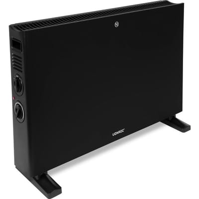 VONROC Elektrische kachel - Convectorkachel met ingebouwde radiator ventilator - 2 standen: 1250W/2000W - Regelbare thermostaat -  Verwarmt ruimtes tot 24m2 – Modern design - Zwart