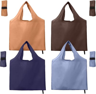 Set van 4 Vouwbare Herbruikbare Winkeltassen van 56×69 cm voor Winkelen, Picknicken, Kamperen en Reizen