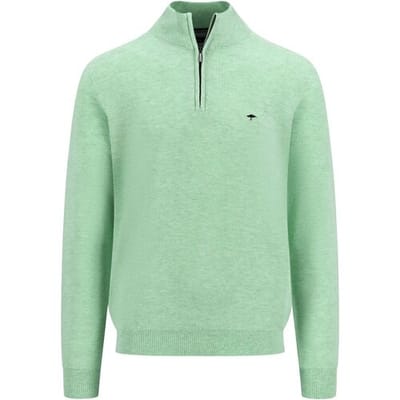 Fynch-Hatton Trui Troyer Zip Uni Color Structure Turf Green / male