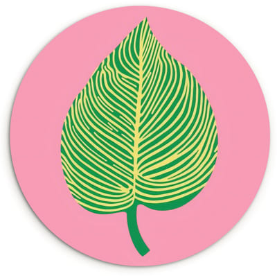 WallCircle® Wandcirkel 120x120 cm - Muurcirkel Illustratie - Blad - Minimalistisch - Groen - Muurdecoratie woonkamer - Wanddecoratie slaapkamer - Kamer decoratie accessoires - Ronde schilderijen XXL