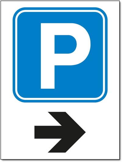 Parkeren rechtsaf bord - Forex - 30 x 40 cm - Weerbestendig