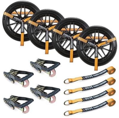 Verstelbare voertuig spanset - Heavy Duty karabijnhaken en lasso trailers ratelriemen