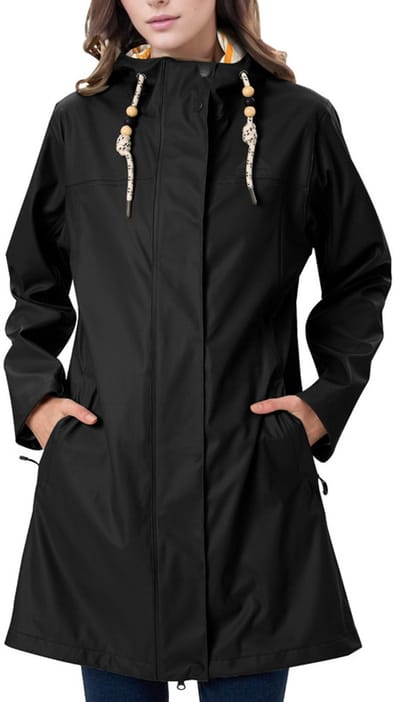 Daity Regenjas dames parka | waterdichte PU jas met capuchon voor regen - Maat XXL