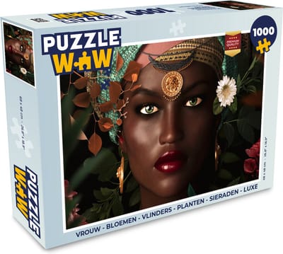 Puzzel Vrouw - Bloemen - Vlinders - Planten - Sieraden - Luxe - Legpuzzel - Puzzel 1000 stukjes volwassenen