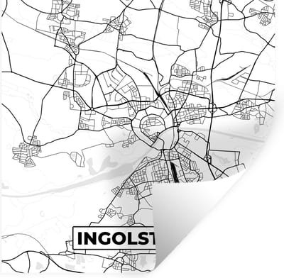 Muurstickers - Sticker Folie - Plattegrond - Ingolstadt - Kaart - Stadskaart - 100x100 cm - Plakfolie - Muurstickers Kinderkamer - Zelfklevend Behang XXL - Zelfklevend behangpapier - Stickerfolie