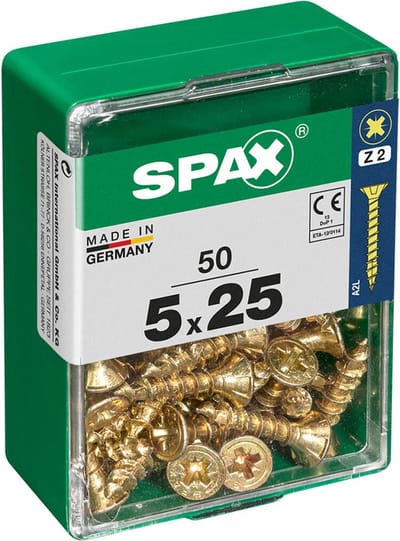 Spax Universele Schroef Yellox Verzonken Kop Pozi - 5x25mm - 50 Stuks