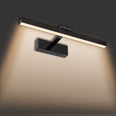 LED Spiegel Lamp 10W – Spiegelverlichting Badkamer 40 cm – IP44, 180° Verstelbaar, 2800 - 3200K – Zwart
