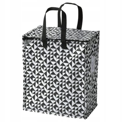IKEA KNALLA Tas met rits - Zwart/Wit, 47L