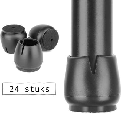 Oliva's - Stoelpoot beschermers - 12-16mm - Stoelpootdoppen - Stoelpoot sokken - Rond - Zwart - 24 stuks