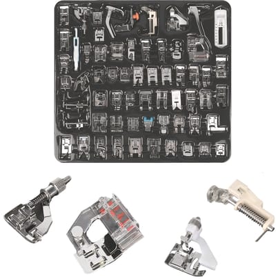 Somstyle 62-Delige Naaivoetjes Set - Universeel - Accessoires Naaien - Naaimachine Voetjes - Zilverkleurig & Transparant