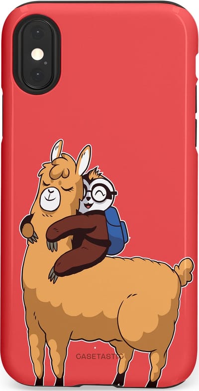 Casetastic hoesje geschikt voor Apple iPhone X / Apple iPhone XS - Dubbellaagse bescherming - Lui en lekker - Fashion Case - Koraal Goud
