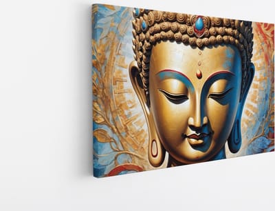 Saammp Canvas Schilderij - Boeddha - Kleurrijk - 45x30 - Foto op canvas - Wanddecoratie - Muurdecoratie Woonkamer - Canvas schilderijen