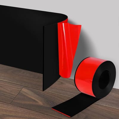 Zelfklevende Plinten van PVC, Flexibele Moulding 10 cm x 10 m, Eenvoudig te Snijden Plinten voor Woonkamer, Badkamer en Keuken, Zwart