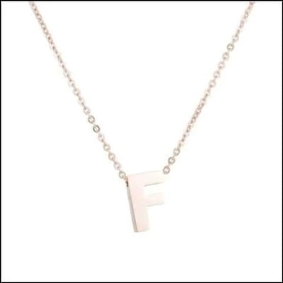 Aramat Jewels | Halskettingen | Rosékleurige Initiaal Ketting RVS – 45cm Gepersonaliseerde Letter Ketting | F | |1,5mm | Staal | Volwassenen | Verkleurd niet