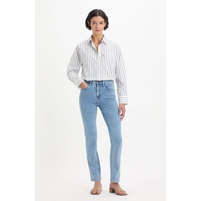 Levi's 724 High Rise Straight Middle Course Size: W26L30 | Slim Outlet | Dames | Blauw