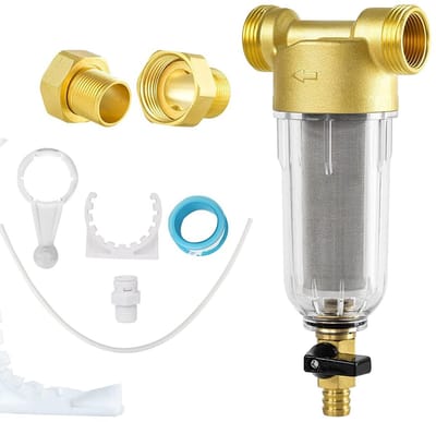 Combinatie Waterfilter met Adapter, Spin-Down Sedimentfilter en Fijnfilter voor Drinkwater, Herbruikbaar Vervangfilter voor Optimale Waterfiltratie en Tuingebruik