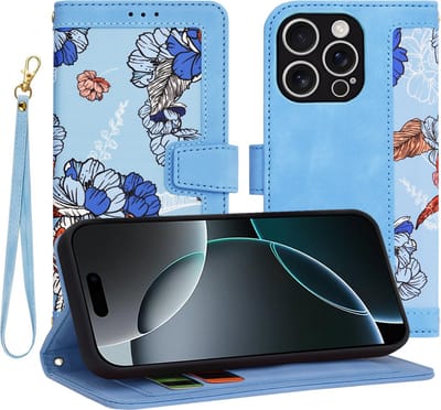 Hoesje geschikt voor Apple iPhone 16 Pro - Techsuit FlipCraft Book Wallet Case met koord - Vibrant Blue