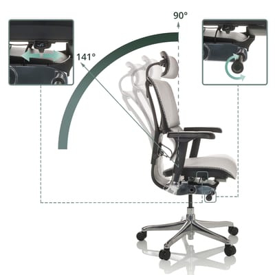 Bureaustoel / Directiestoel ERGOHUMAN SLIM GEN2 Netstof lichtgrijs hjh OFFICE