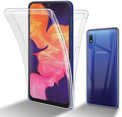 Cadorabo Hoesje geschikt voor Samsung Galaxy A10 / M10 in TRANSPARANT - 360° Full Body Case Cover Beschermhoes Voor- en achterbescherming, all-round bescherming met displaybescherming