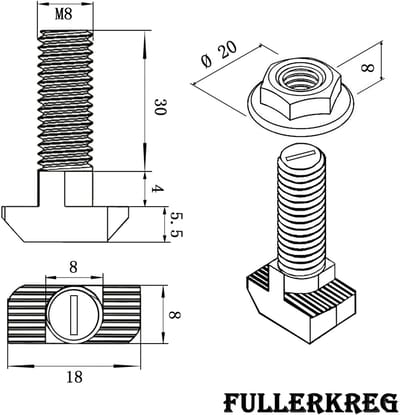 Dailygoods- Hamerschroeven 10 stuks - M8x30 mm - Staal 8.8 - Verzinkt - Regelschroefdraad - Rechtsgedraaid - Schroeven