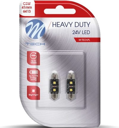 M-Tech LED C5W / C10W 24V - 41MM - Heavy Duty - 2x Led diode - Canbus -Wit - Set