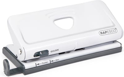 Instelbare 6-gaats Perforator - Organizer Perforator Agenda - Papier Organiseren - Volledig Metalen Frame - 10 Vel Capaciteit - Wit