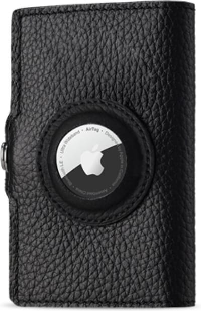 AirTag Wallet - Portemonnee - Pasjeshouder - Kaarthouder geschikt voor AirTag - RFID & NFC Beveiliging - Leder - Zwart - Excl. Apple Airtag