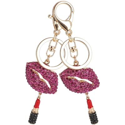 2 stuks Sleutelhanger Hanger Diamant Bezette Lipvorm Meisjes Tas Metalen Sleutelhanger Decoratie Klein