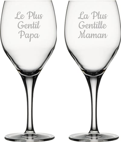 Witte wijnglas gegraveerd - 34cl - Le Plus Gentil Papa & La Plus Gentille Maman