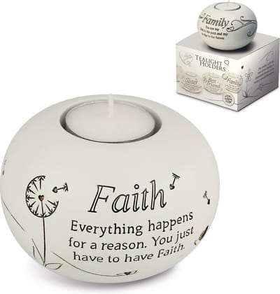 MadDeco - hoop - faith - cadeau - waxinelichthouder - engelstalig - meer dan woorden - keramiek - 9.5 cm hoog doorsnee