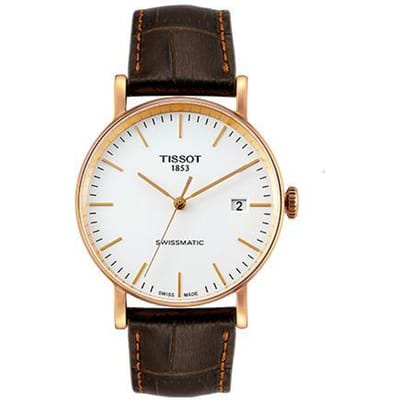 Tissot Le Locle Automatisch Kalender Minimalistisch Casual Waterdicht Horloge Herenhorloges Zilver T109.407.36.031.00 Regular Watch Box,Brown Strap white