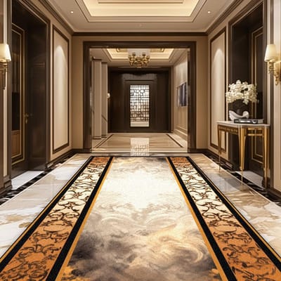 Tapis doux doré de luxe européen pour couloir, tapis décoratif pour allée de villa, zone d'escalier, lavable, tapis de sol d'entrée d'hôtel, antidérapant 160*200cm
