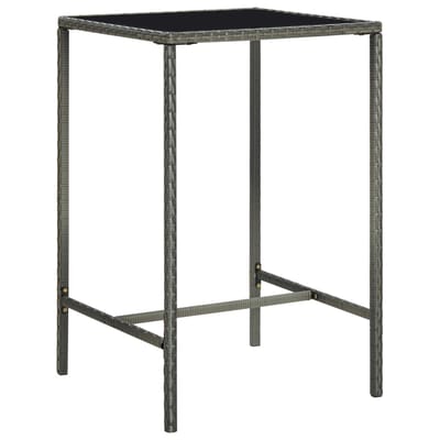 vidaXL - Tuinbartafel - 70x70x110 - cm - poly - rattan - en - glas - grijs