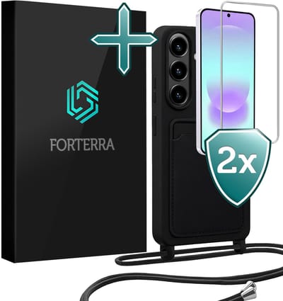 Hoesje Geschikt voor Samsung A37 Case Siliconen Hoes Met Koord Met 2x Screenprotector - Hoes Geschikt voor Samsung Galaxy A37 Met Telefoonkoord Hoesje Backcover - Zwart