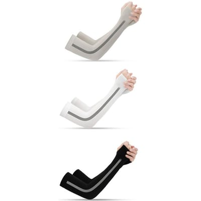 3 Paar IJszijde Armmouwen Zonbescherming Compressie Koelende Armmouwen voor Zomer Buiten Heren Dames white