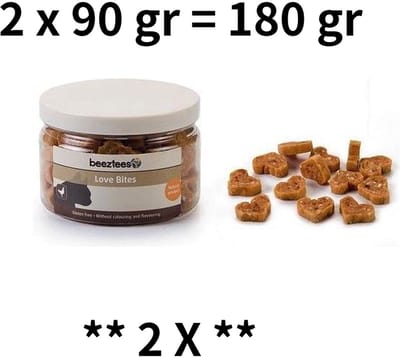 ** 2 X ** Beeztees kattensnacks Love bites Kip - met rijst - 2 x 90 gr = 180 gram.