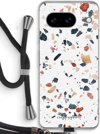 Case Company® - Hoesje met koord geschikt voor Google Pixel 8 hoesje met Koord - Terrazzo N°4 - Telefoonhoesje met Zwart Koord - Bescherming aan alle Kanten en Over de Schermrand