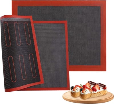 Set van 2 Herbruikbare Siliconen Bakmatten 40 x 30 cm, Antiaanbakmat voor Oven, Ideaal voor Brood, Koekjes en Pizza, Duurzaam en Niet-Slip