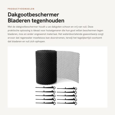 Dailygoods- Gootbescherming 15 cm x 6 m - Draadgaas - Bladeren/Vuil Blokkering - Eenvoudige Installatie - Duurzaam - Effectieve Bescherming - Dakgootbescherming