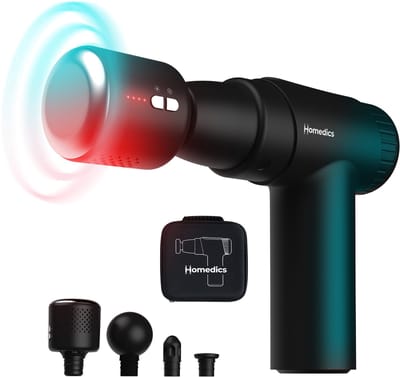 HoMedics Novo Hot and Cold Massagegun - 4 Opzetstukken - 6 Intensiteitniveaus - USB C Oplaadbaar - Inclusief Opbergcase - Voor en Na een Training - Fitness - Sporters - PGM45HC - Zwart
